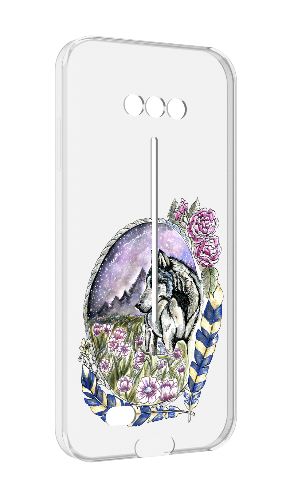 

Чехол MyPads нарисованный волк в цветах с перьями для Doogee S41/S41 Pro противоударный, Tocco
