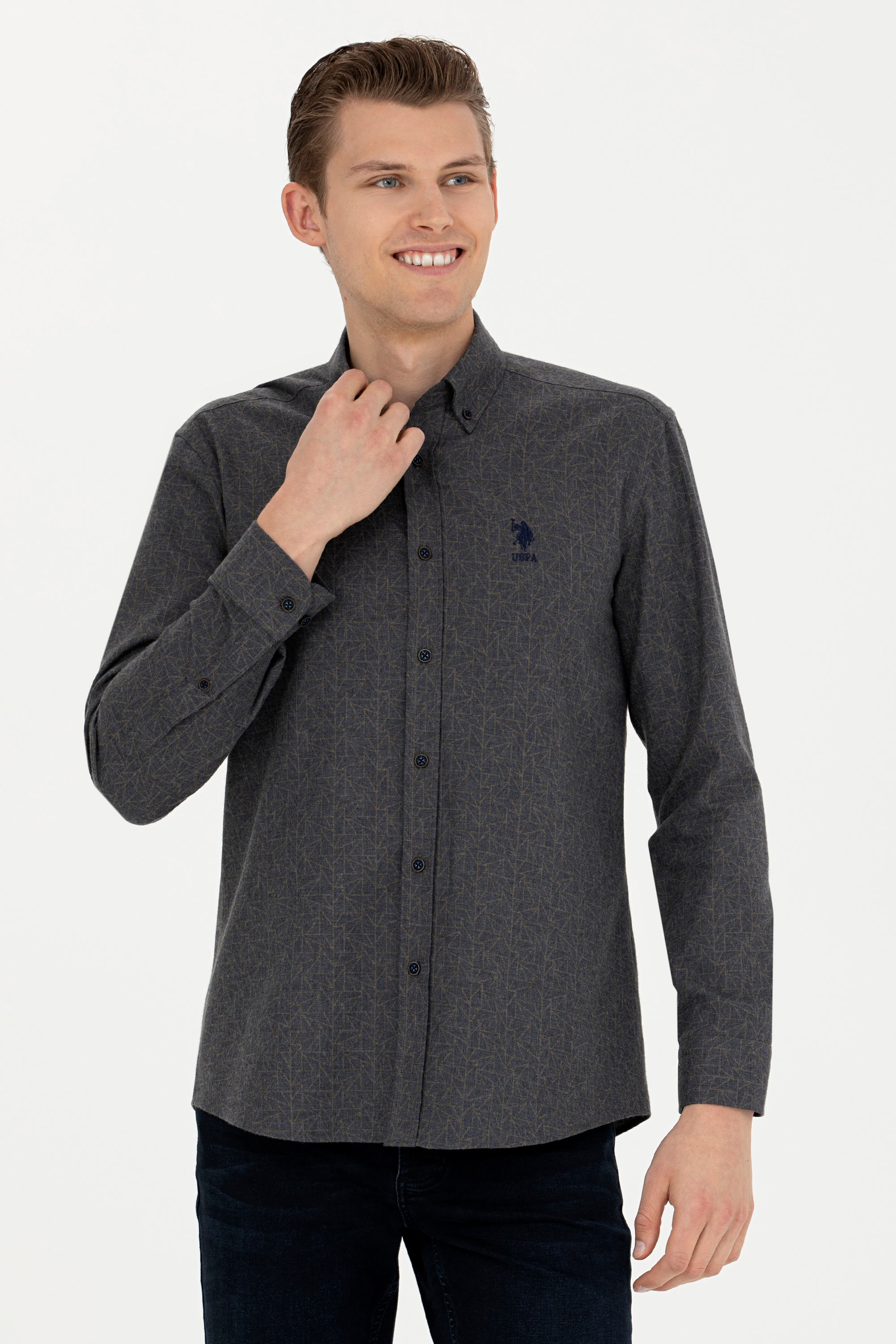 

Рубашка мужская U.S. POLO Assn. G081SZ0040AVOS серая S, Серый, G081SZ0040AVOS