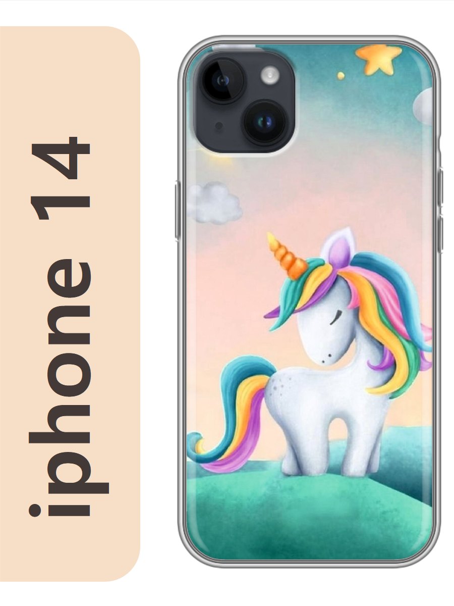 

Чехол на Apple Iphone 14 единорог 505, Прозрачный, Iph14erog
