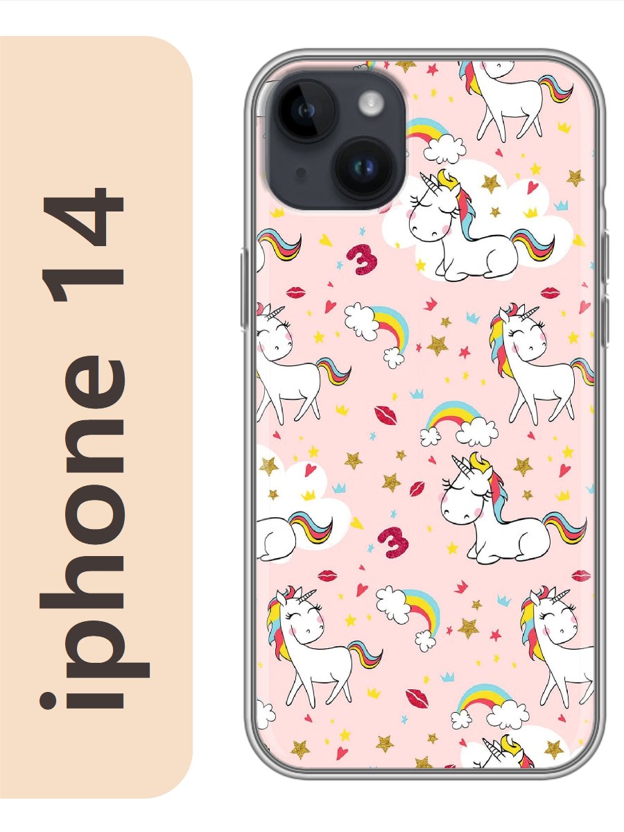 

Чехол на Apple Iphone 14 единорог 503, Прозрачный, Iph14erog