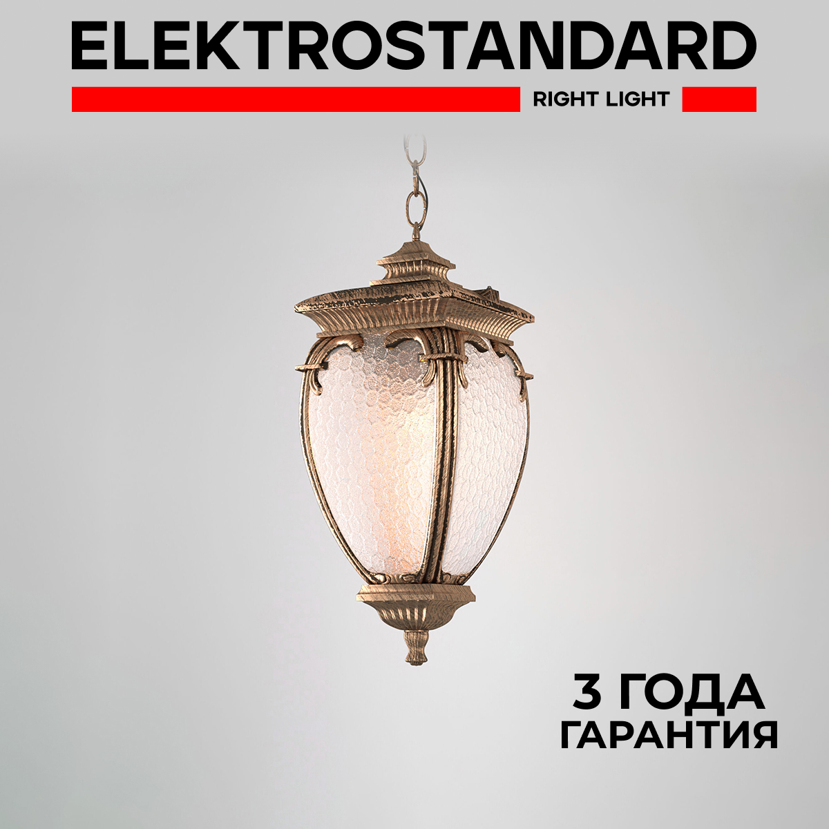 

Уличный подвесной светильник Elektrostandard Andromeda GLYF-8024H E27 IP44 черное золото, Andromeda H