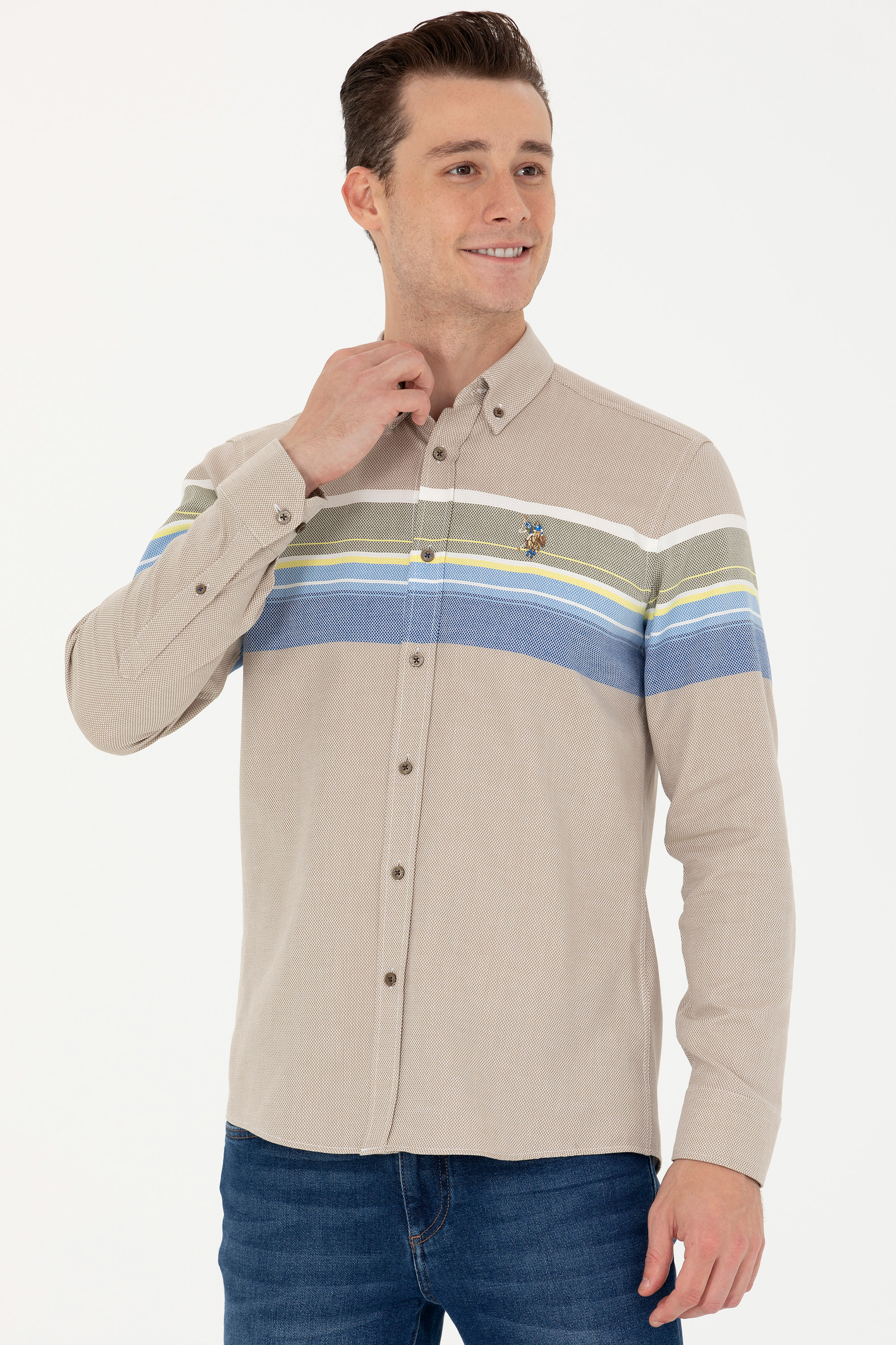 

Рубашка мужская US Polo Assn G081SZ0040HUSSO бежевая XL, Бежевый, G081SZ0040HUSSO