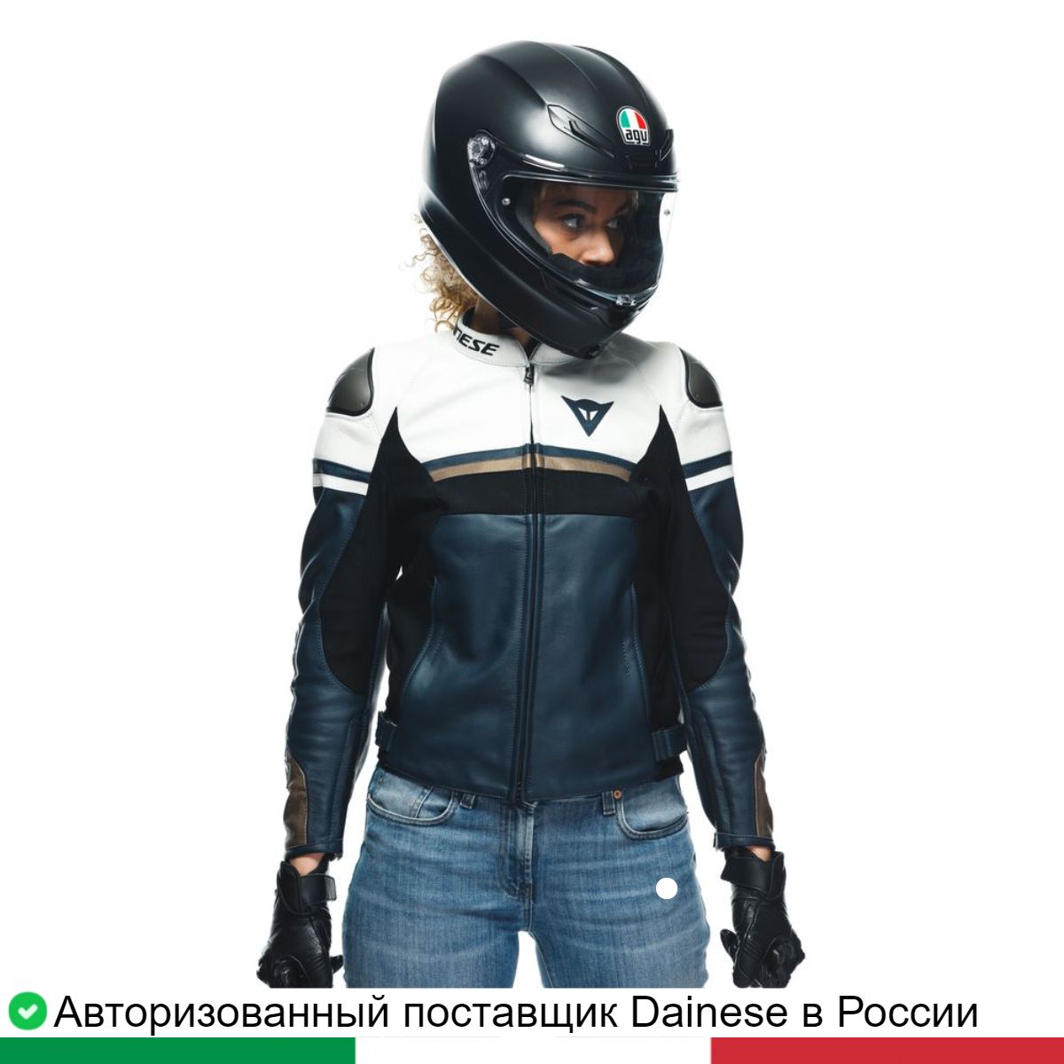 

Мотокуртка кожа женская RAPIDA LADY LEATHER JACKET 20253387449G38, Синий, RAPIDA LADY