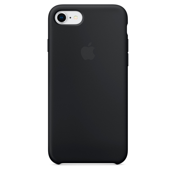 Силиконовый чехол для iPhone 8 черный яблоко