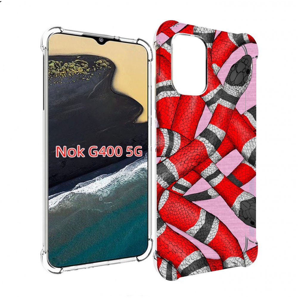 

Чехол MyPads змея-красно-черно-белый для Nokia G400 5G, Прозрачный, Tocco