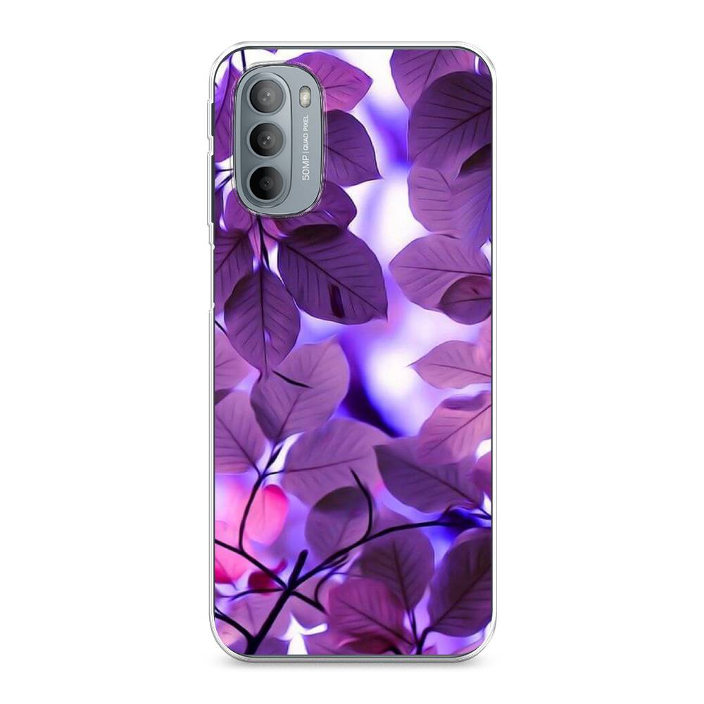 

Чехол на Motorola Moto G31 "Сиреневые листики", Фиолетовый;голубой, 241850-2