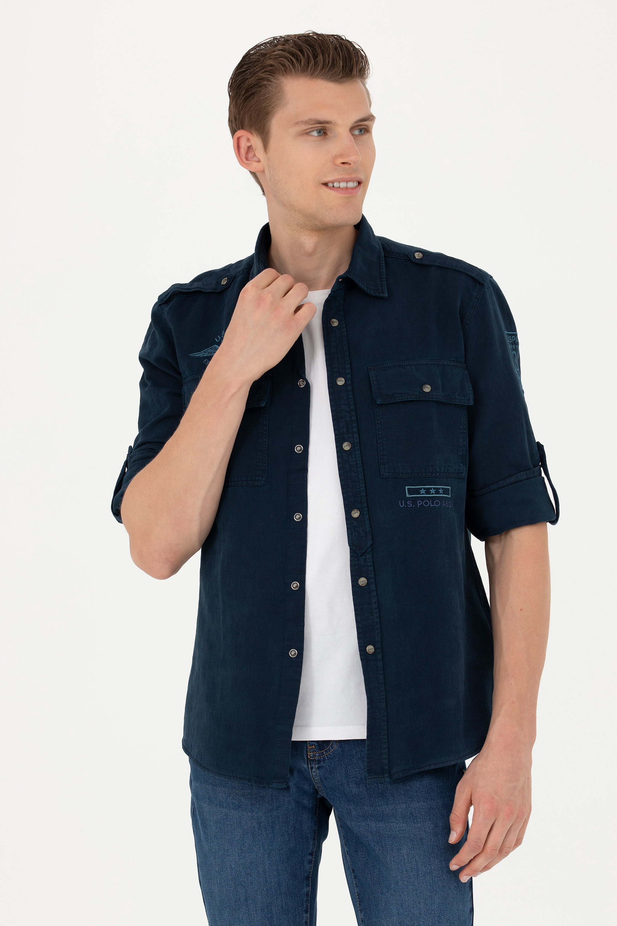 

Рубашка мужская U.S. POLO Assn. G081SZ0040MERESATA синяя L, Синий, G081SZ0040MERESATA