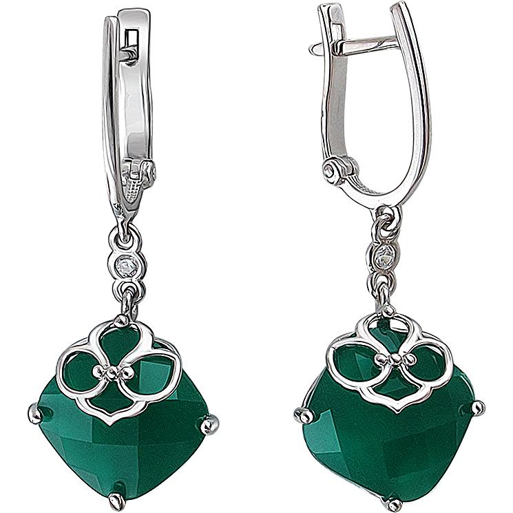 

Серьги женские из серебра Эстет 01С2511141-3, стекло/фианит, 01С2511141-3
