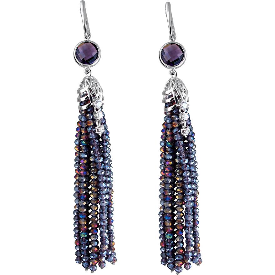 

Серьги женские из серебра Эстет 01С2511129-4, стекло/фианит/swarovski, 01С2511129-4