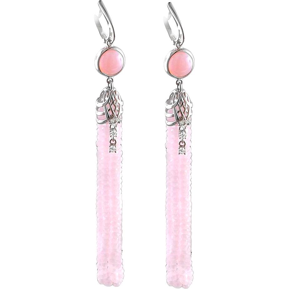 

Серьги женские из серебра Эстет 01С2511129-2, опал/фианит/swarovski, 01С2511129-2