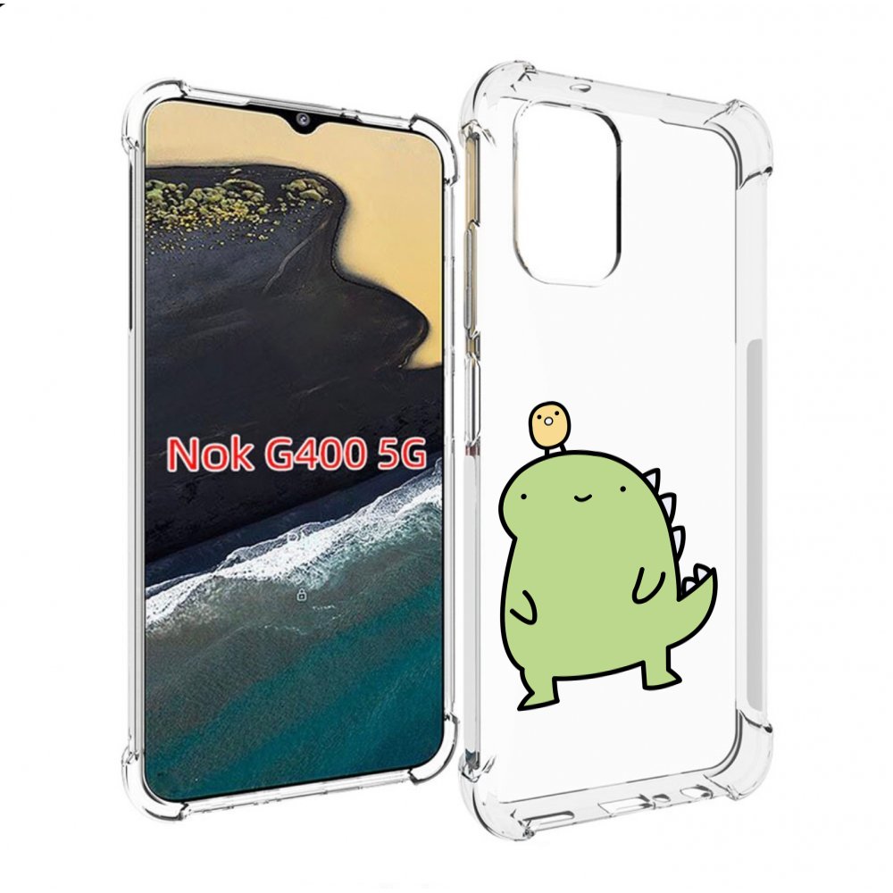 

Чехол MyPads зеленый-динозаврик детский для Nokia G400 5G, Прозрачный, Tocco