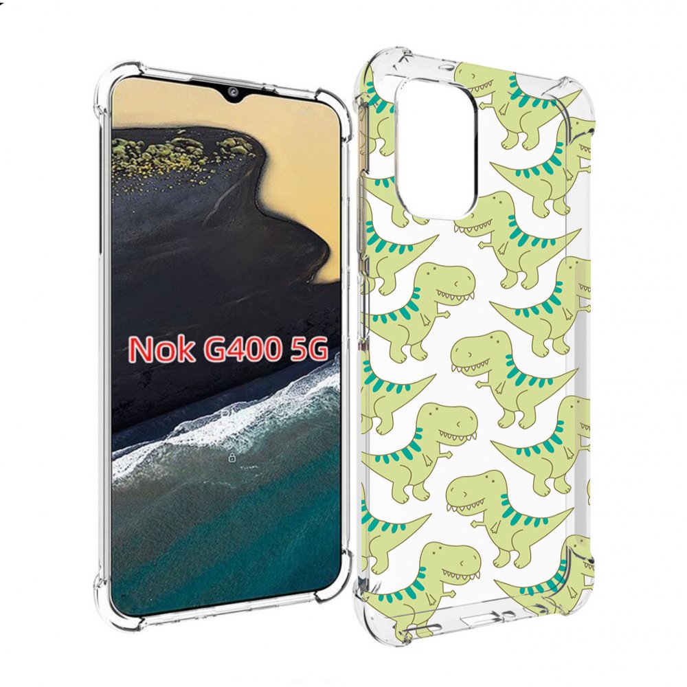 

Чехол MyPads зеленые-динозаврики для Nokia G400 5G, Прозрачный, Tocco