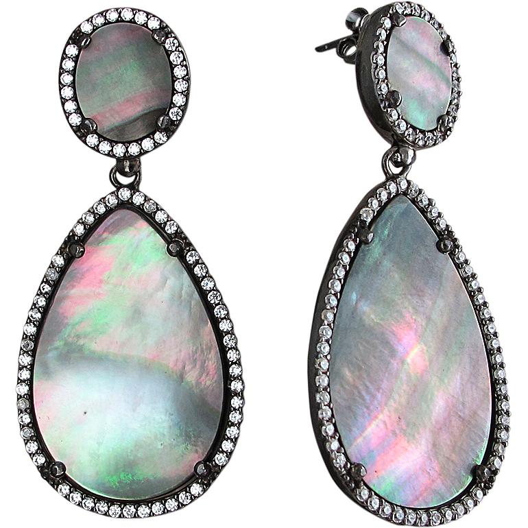 

Серьги женские из серебра Эстет 01С4510184-2, перламутр/фианит, 01С4510184-2
