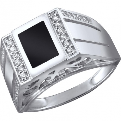 

Кольцо из серебра с фианитом/ониксом р. 21,5 Эстет 01Т4511716-1, 01Т4511716-1