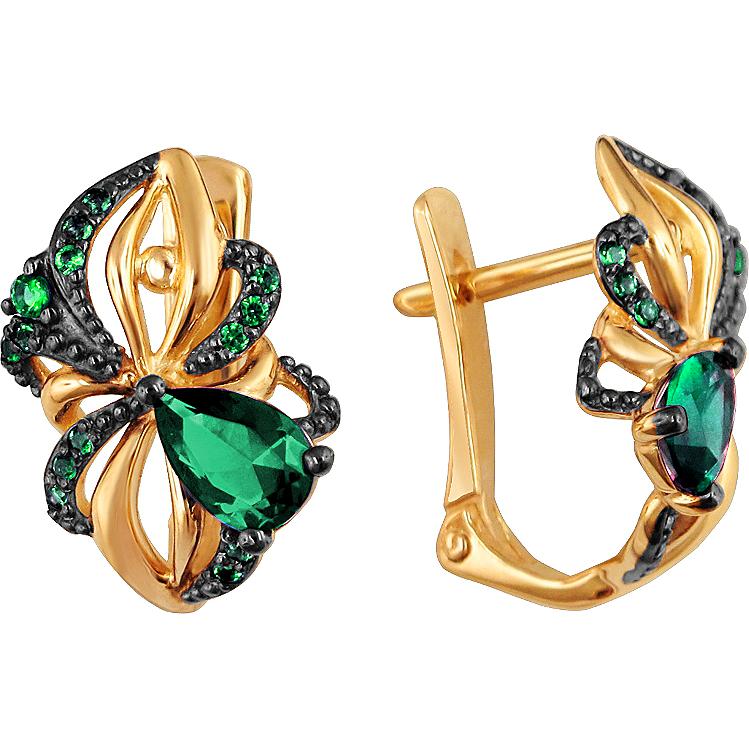 

Серьги женские из золота Эстет 01С4112020ЧР-2, изумруд/агат, 01С4112020ЧР-2