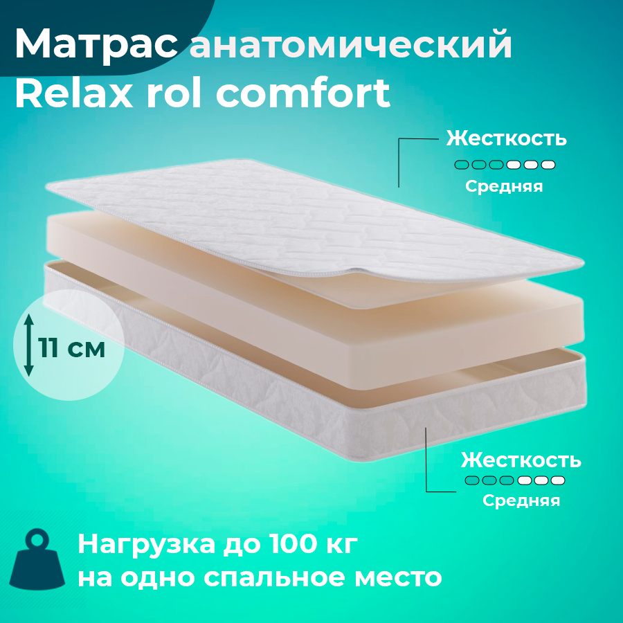 Матрас беспружинный в скрутке ДомаКлево Relax rol 80х200