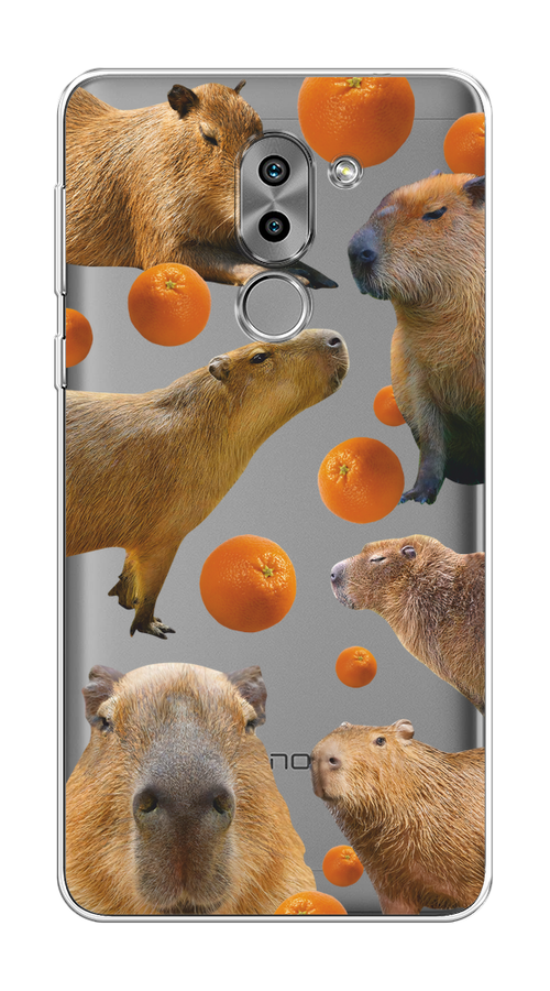 

Чехол на Honor 6X "Капибара и апельсины", Бежевый;оранжевый, 60750-1