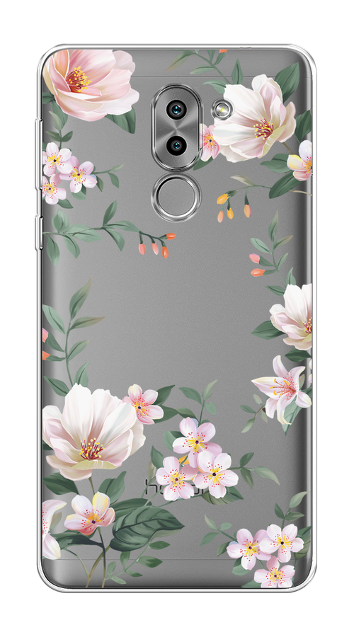 

Чехол на Honor 6X "Beautiful white flowers", Бежевый;зеленый, 60750-1