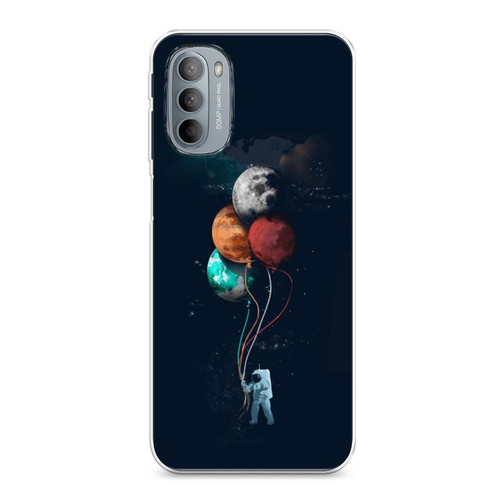 

Чехол на Motorola Moto G31 "Космонавт с шариками", Разноцветный, 241850-4