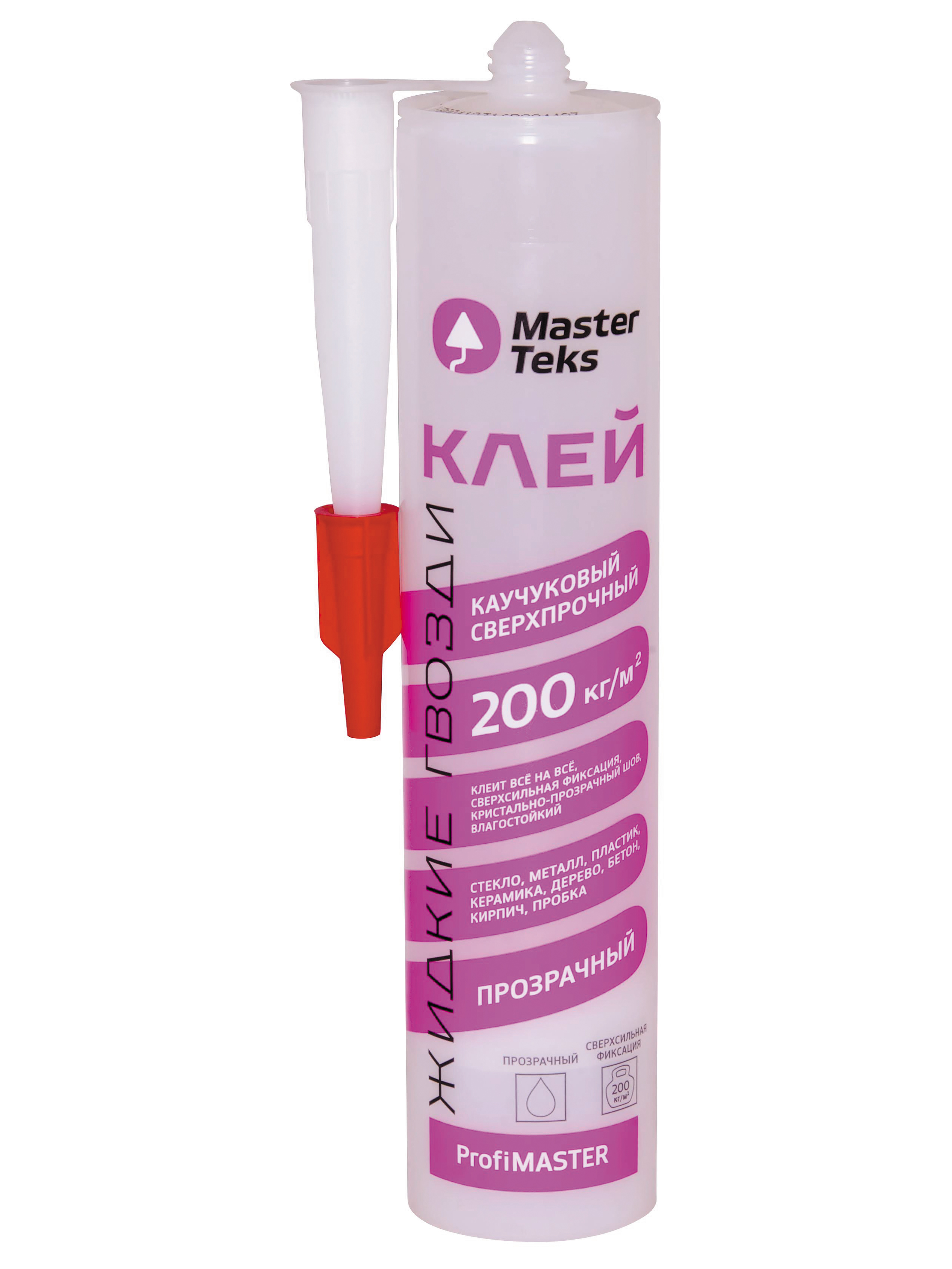 фото Клей "profimaster" каучук. сверхпрочный 300 г прозрачн. (200 кг/м2) makroflex masterteks