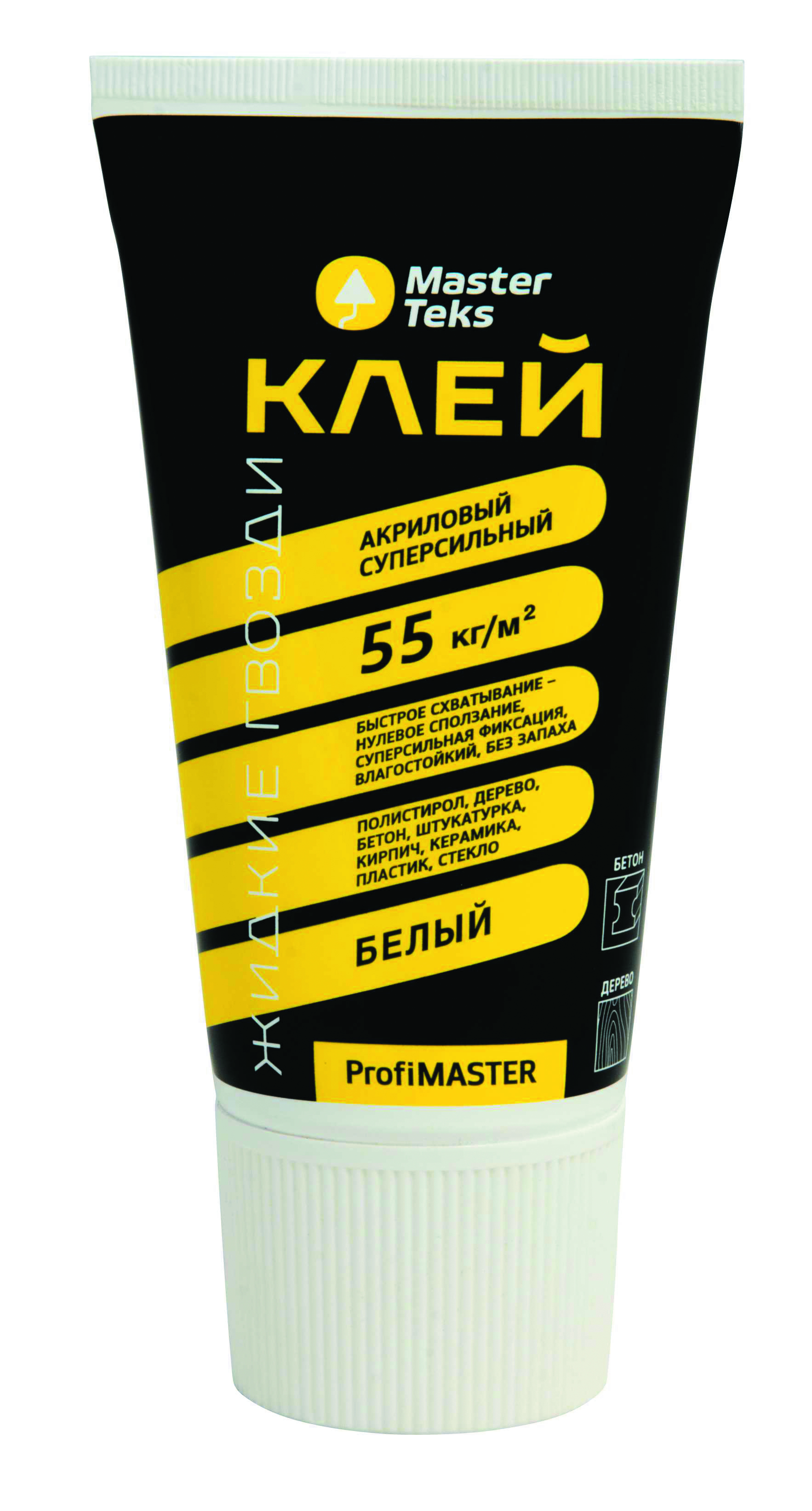 фото Клей "profimaster" акрил. суперсильный 200 г белый (55 кг/м2) makroflex masterteks