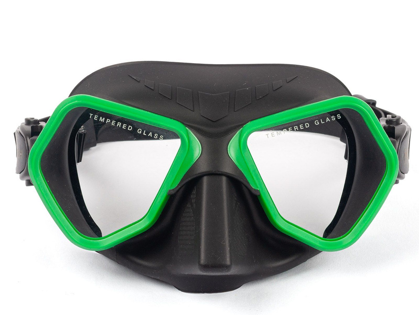 Маска для плавания SCUBA BROTHERS TRITON BLACK/GREEN, двухстекольная, закаленное стекло