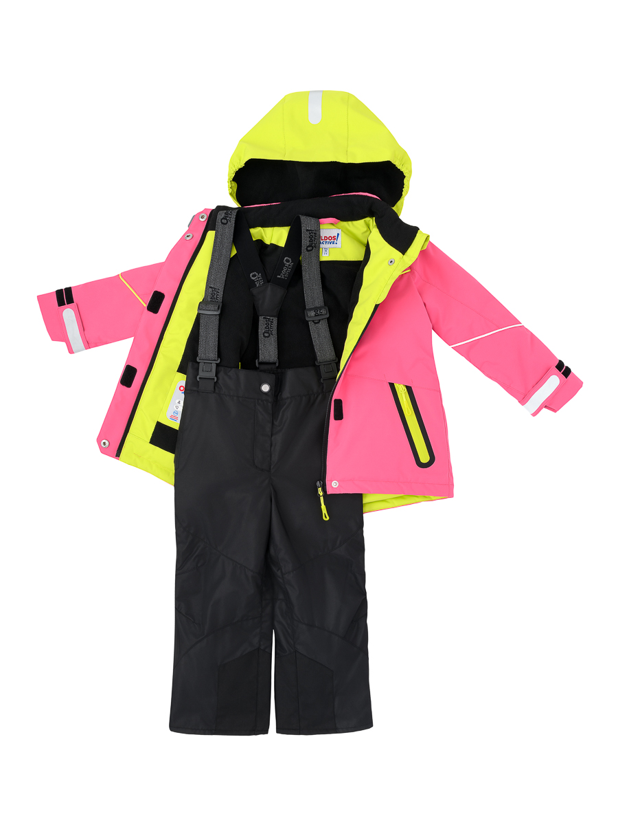 Комплект детской верхней одежды Oldos Дина, розовый, салатовый, черный, 110