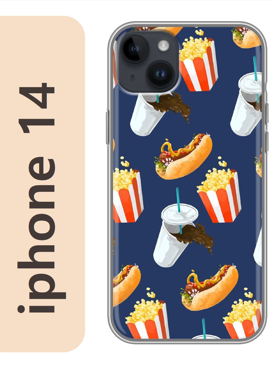 

Чехол на Apple Iphone 14 фастфуд 468, Прозрачный, Iph14food