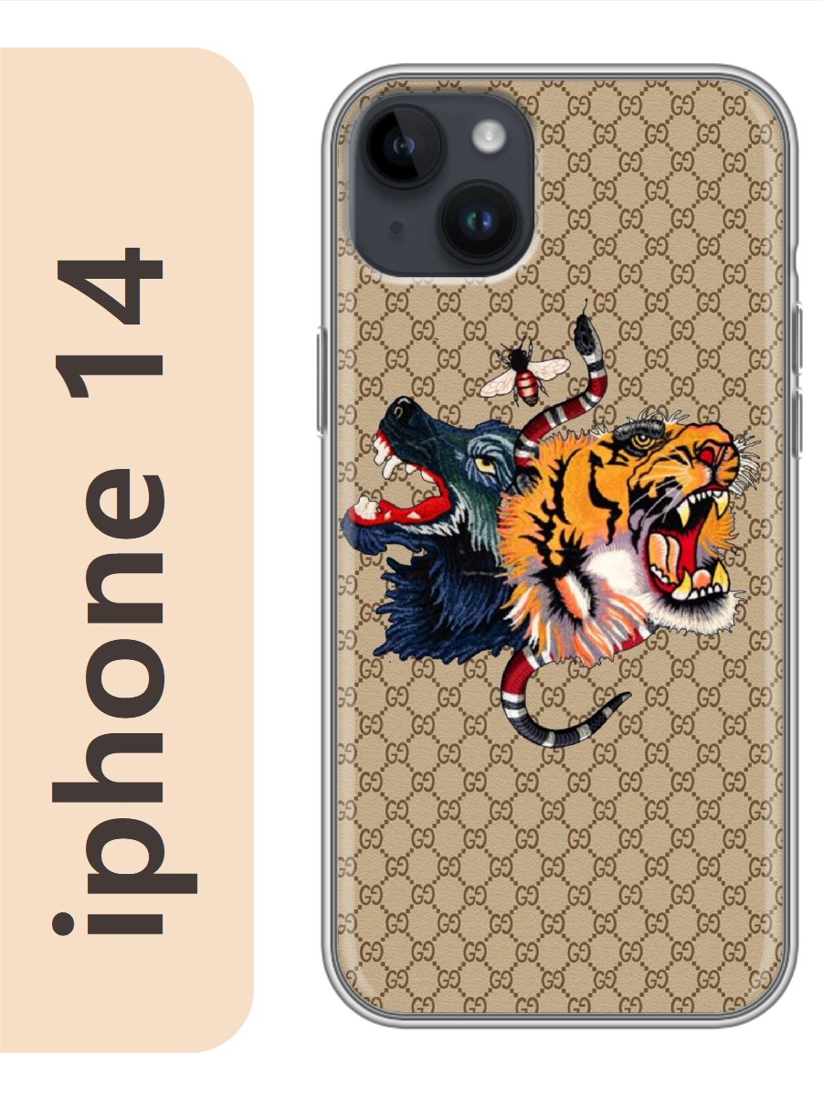 

Чехол на Apple Iphone 14 тигр волк змея 462, Прозрачный, Iph14rzne