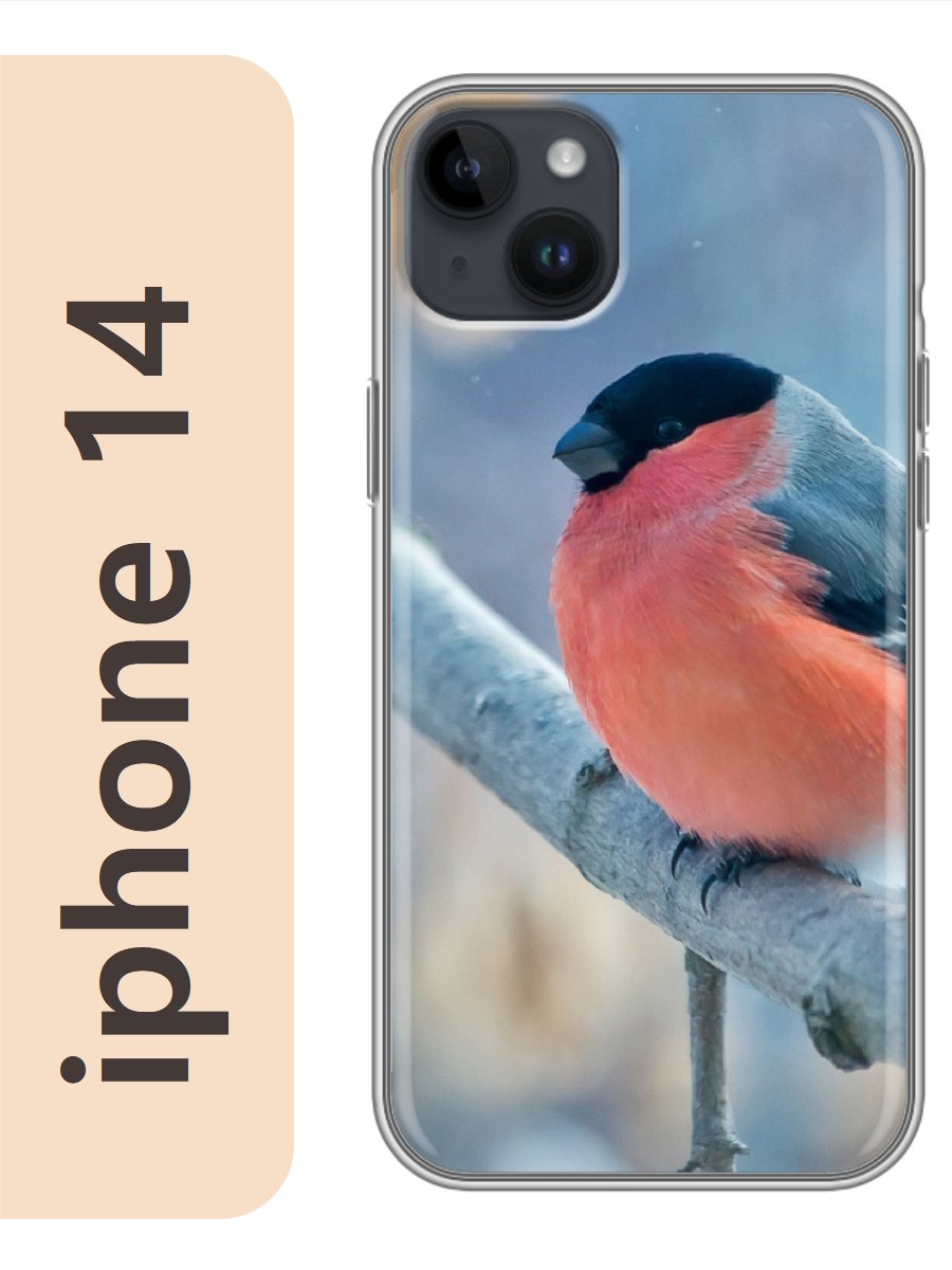 

Чехол на Apple Iphone 14 снегирь 449, Прозрачный, Iph14newy