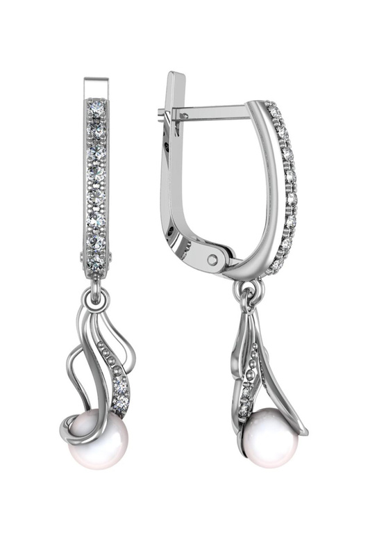 

Серьги женские из серебра ПРИВОЛЖСКИЙ ЮВЕЛИР 351081-FA11ZM07, жемчуг/фианит, 351081-FA11ZM07