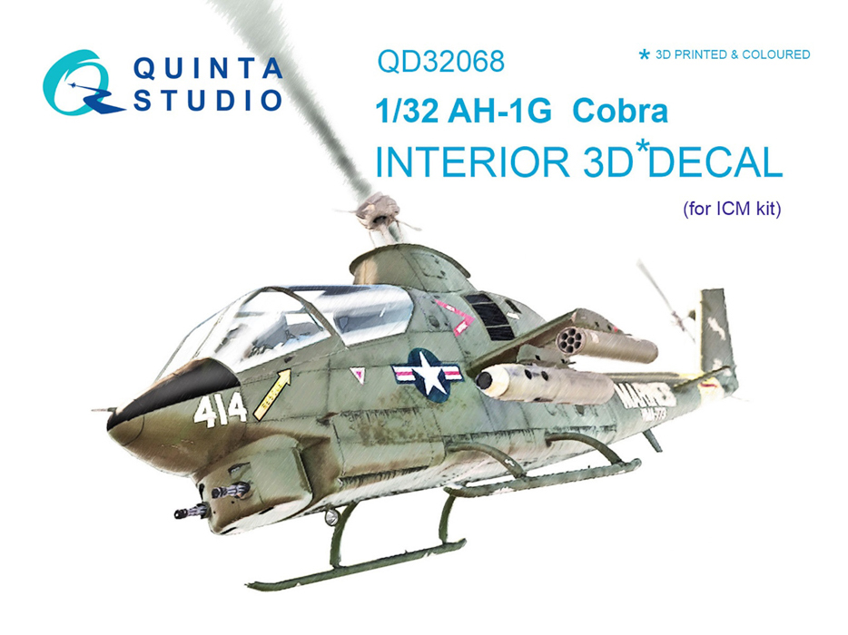

QD32068 3D интерьер от Quinta Studio для модели AH-1G Cobra ICM, Однотонный