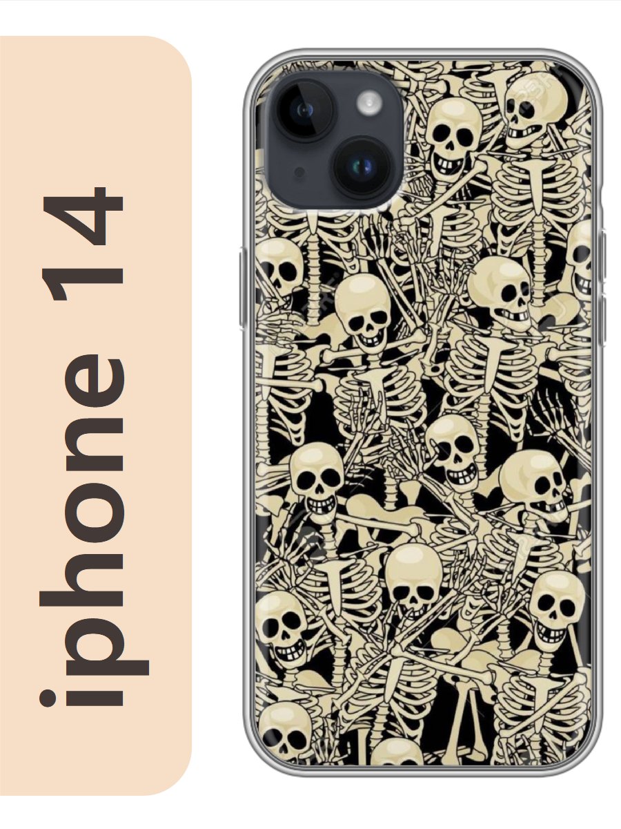 

Чехол на Apple Iphone 14 скелеты 389, Прозрачный, Iph14bone