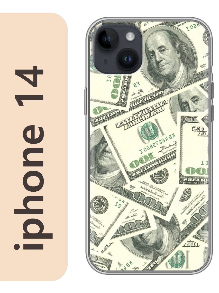 

Чехол на Apple Iphone 14 деньги доллары 356, Прозрачный, Iph14many