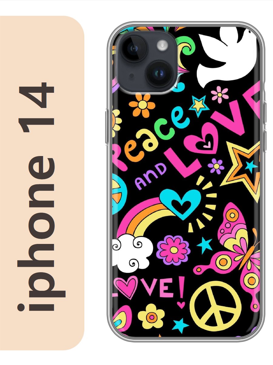 

Чехол на Apple Iphone 14 хиппи фон 316, Прозрачный, Iph14rzne