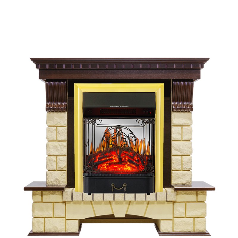 

Каминокомплект Pierre Luxe - Темный дуб / Шампань с очагом Majestic FX M Brass