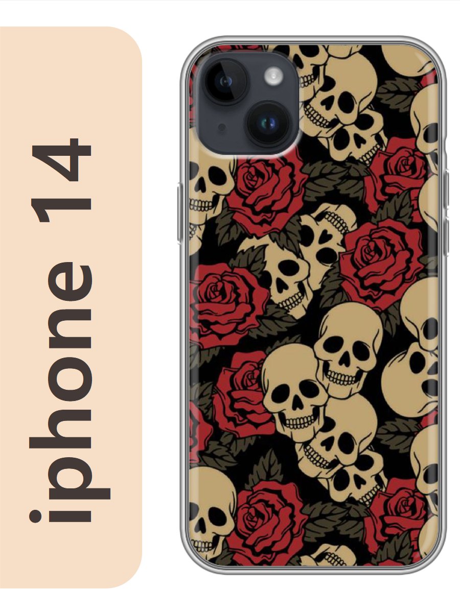 

Чехол на Apple Iphone 14 черепа розы 304, Iph14bone