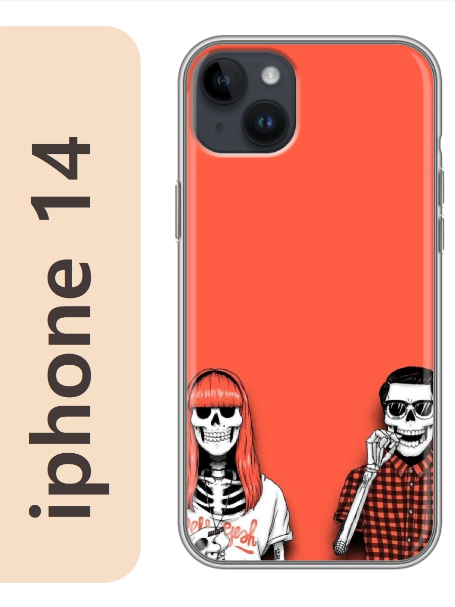 

Чехол на Apple Iphone 14 скелеты 300, Прозрачный, Iph14bone