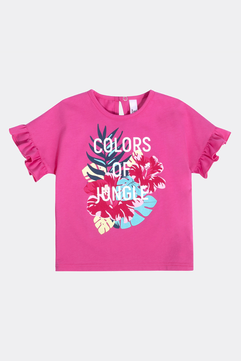 фото Хлопковая футболка с оборками на рукавах bossa nova розовый 98 262л21-161-а