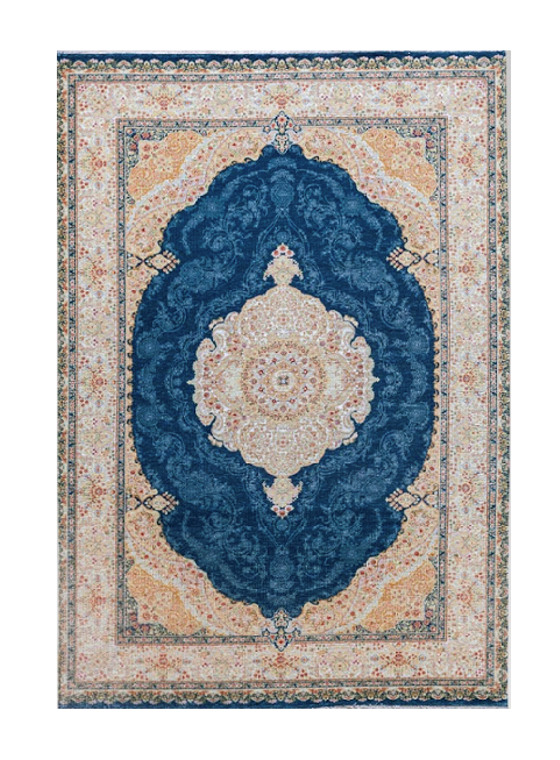 

Ковер ВСЕКОВРЫ бежевый синий безворсовый 80х150 на пол для спальни прикроватный коврик