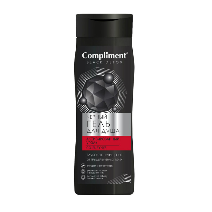 

Compliment Black Detox Гель для душа активированный уголь и co-enzymes 250 мл