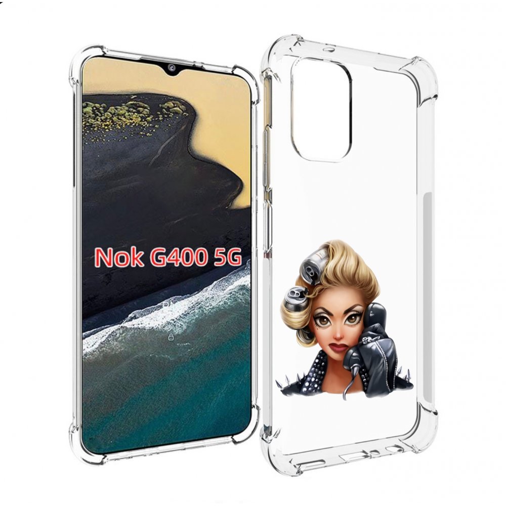 

Чехол MyPads девушка-смайлик-с-телефоном женский для Nokia G400 5G, Прозрачный, Tocco
