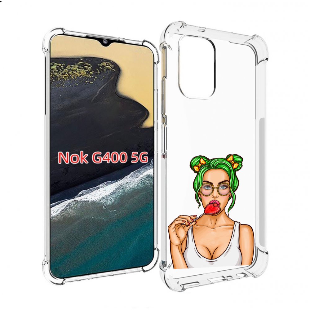 

Чехол MyPads девушка-с-чупачупсом-в-виде-сердца женский для Nokia G400 5G, Прозрачный, Tocco