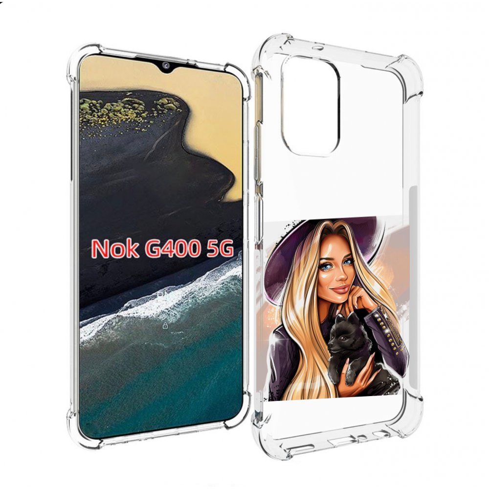 

Чехол MyPads девушка-с-черным-щенком женский для Nokia G400 5G, Прозрачный, Tocco