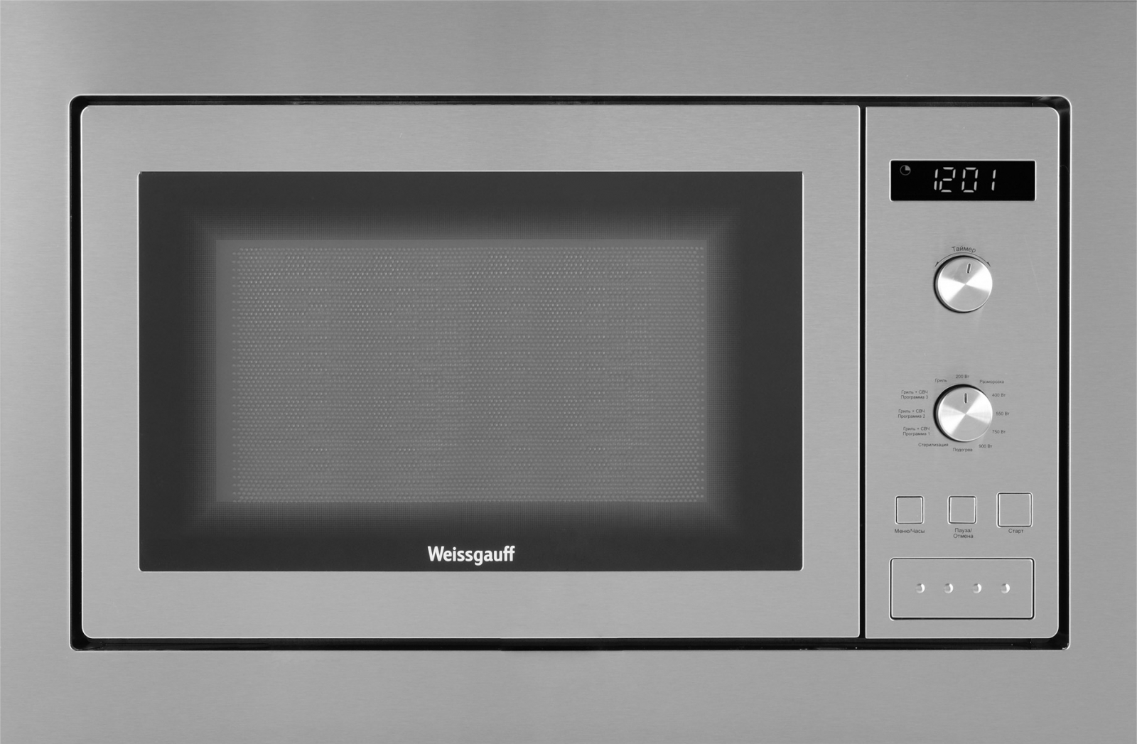 Встраиваемая микроволновая печь Weissgauff HMT-255 Silver микроволновая печь с грилем weissgauff bmwo 209 pdb