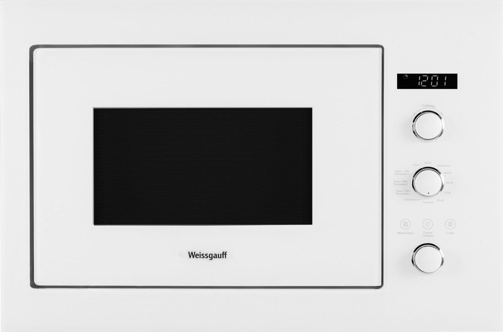 Встраиваемая микроволновая печь Weissgauff HMT-252 White микроволновая печь weissgauff bmwo 209 pdw встраиваемая 20л 59 5x34 4x38 2 см сенсорное управление белый