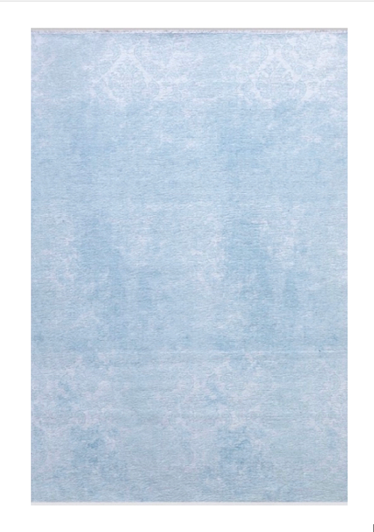 фото Ковер всековры twinkle 80х150 безворсовый белый голубой прикроватный коврик на пол
