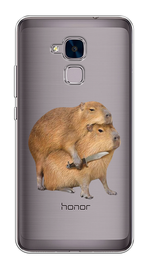 

Чехол на Huawei Honor 5C (China) "Капибара с ножом", Бежевый, 60450-1