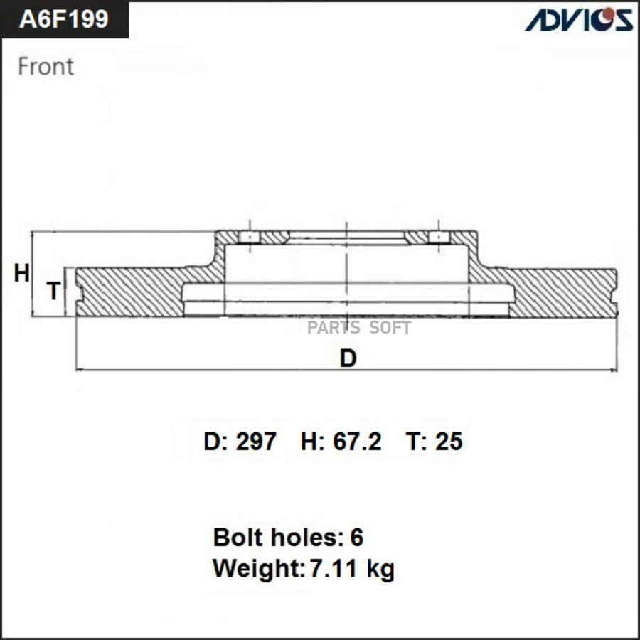 

Диск тормозной передний ADVICS A6F199B