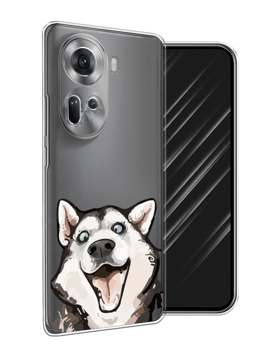 

Чехол Awog на Oppo Reno 11 (Global) "Радостный хаски", Белый;голубой;черный, 2515850-1